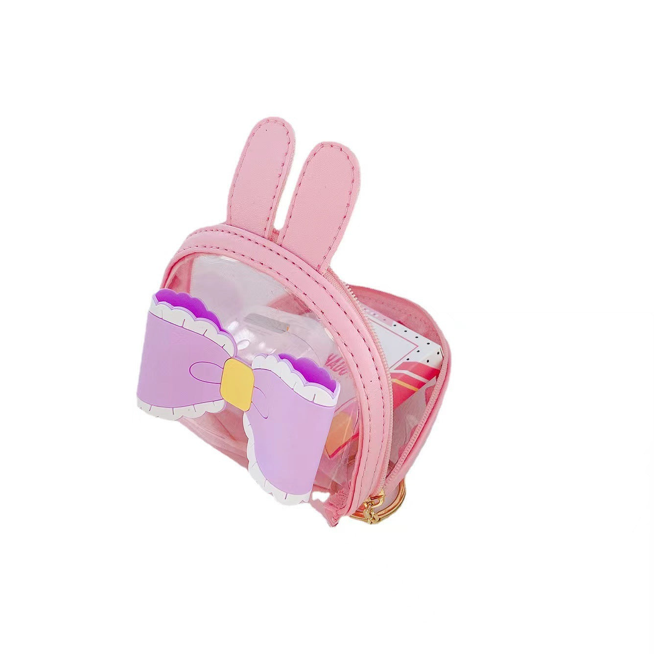 Color al por mayor Transparente Big Bow Coin Coin Purse Keychain