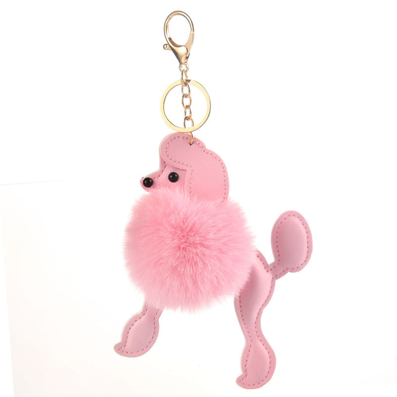 Bola de pelaje de Poodle de Poodle al por mayor Rabbit Keychains falsos