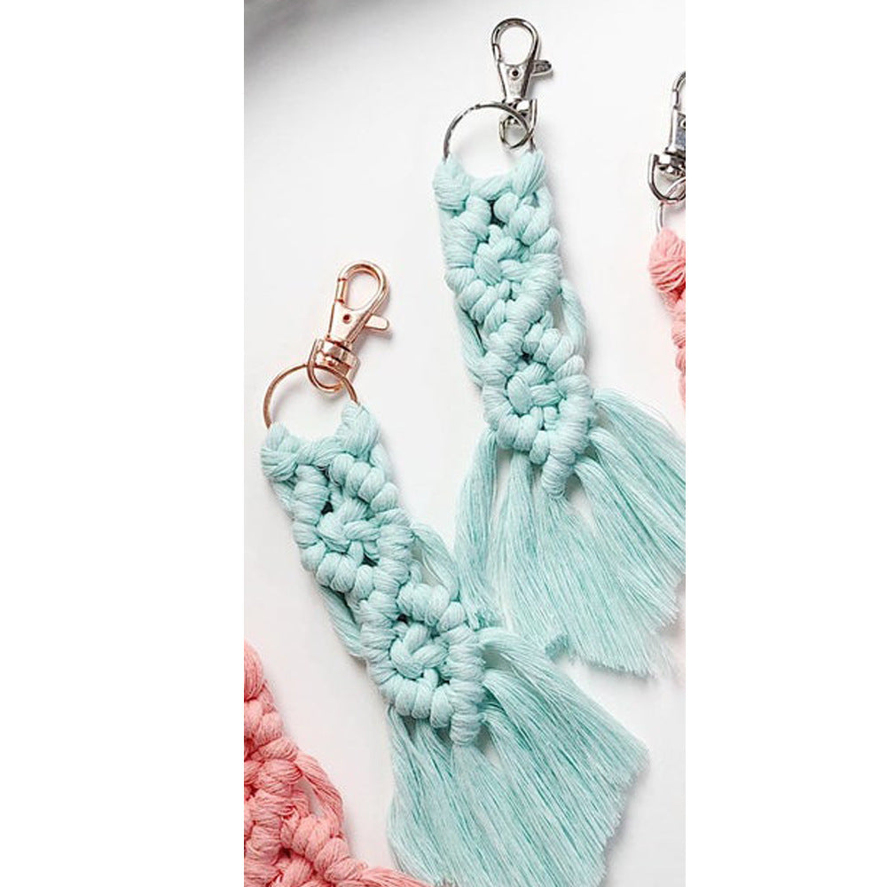 Venta al por mayor Llavero tejido a mano de metal con cordón