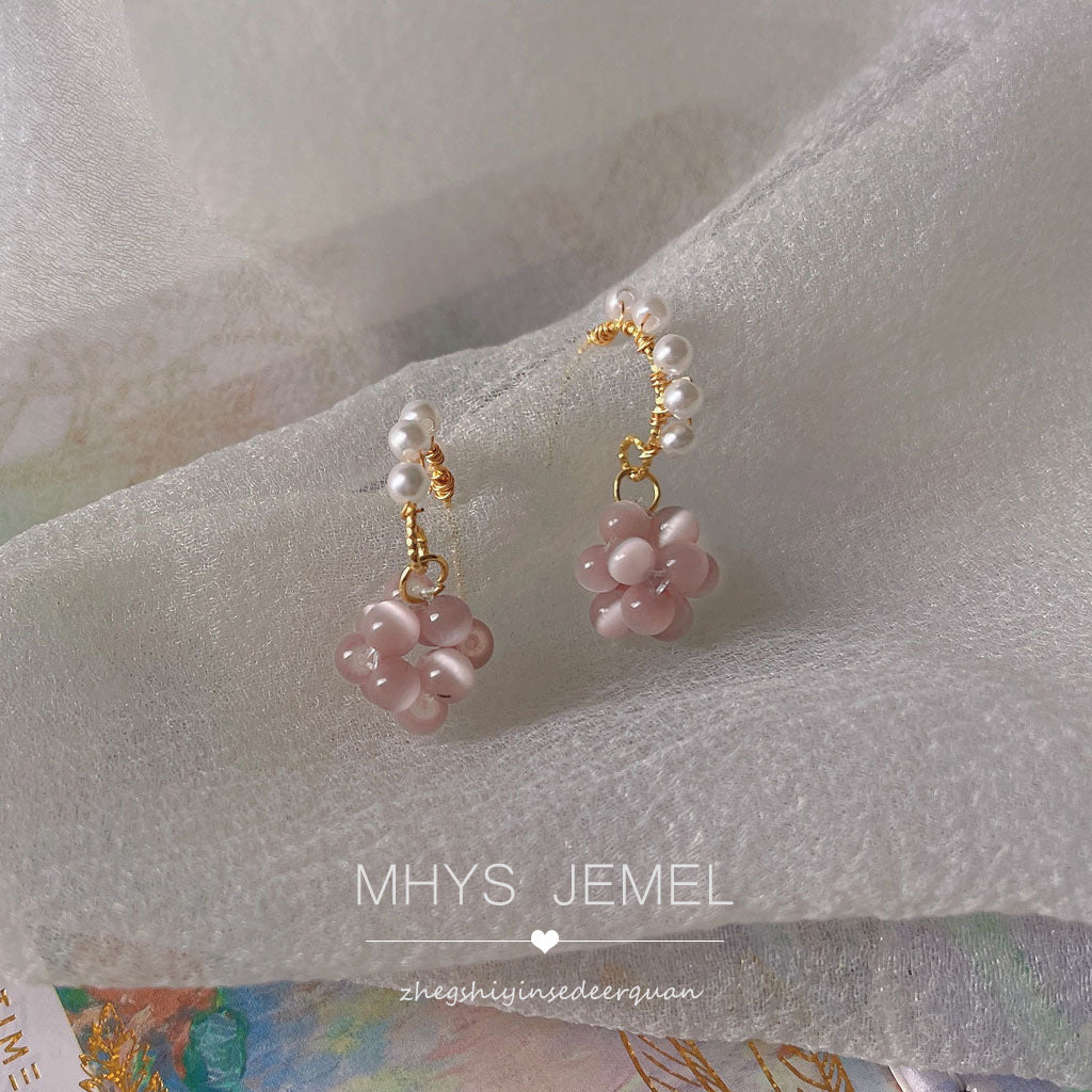 Wholesale 14K Plated Glass Opal Alloy Earrings