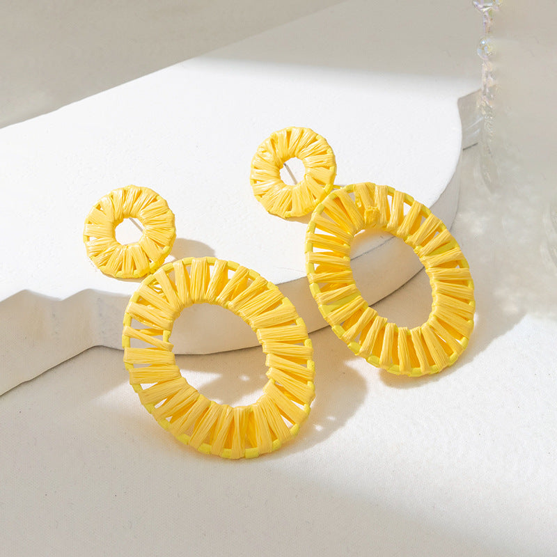 Wholesale Colorful Raffia Alloy Earrings