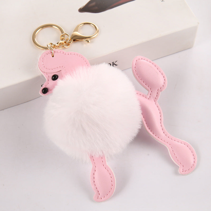 Bola de pelaje de Poodle de Poodle al por mayor Rabbit Keychains falsos