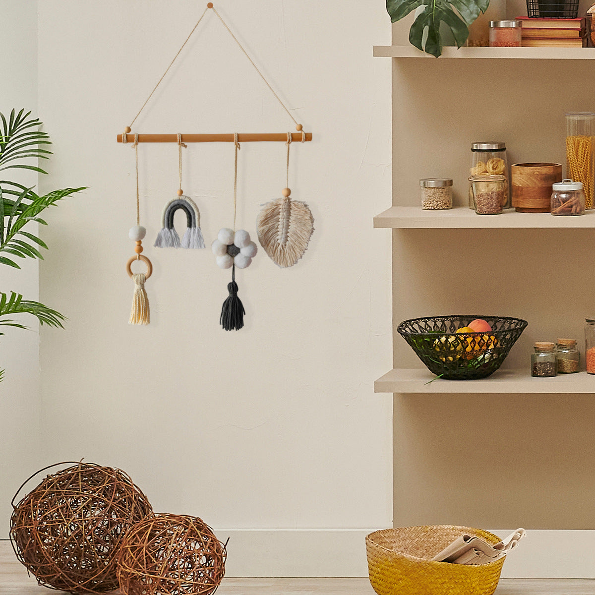 Colgante De Pared De Hojas De Arco Iris De Nube De Madera al por mayor
