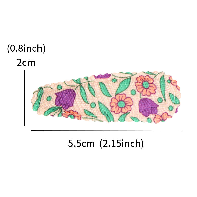 Wholesale Printed Fabric Art Floral Kids Hair Clips