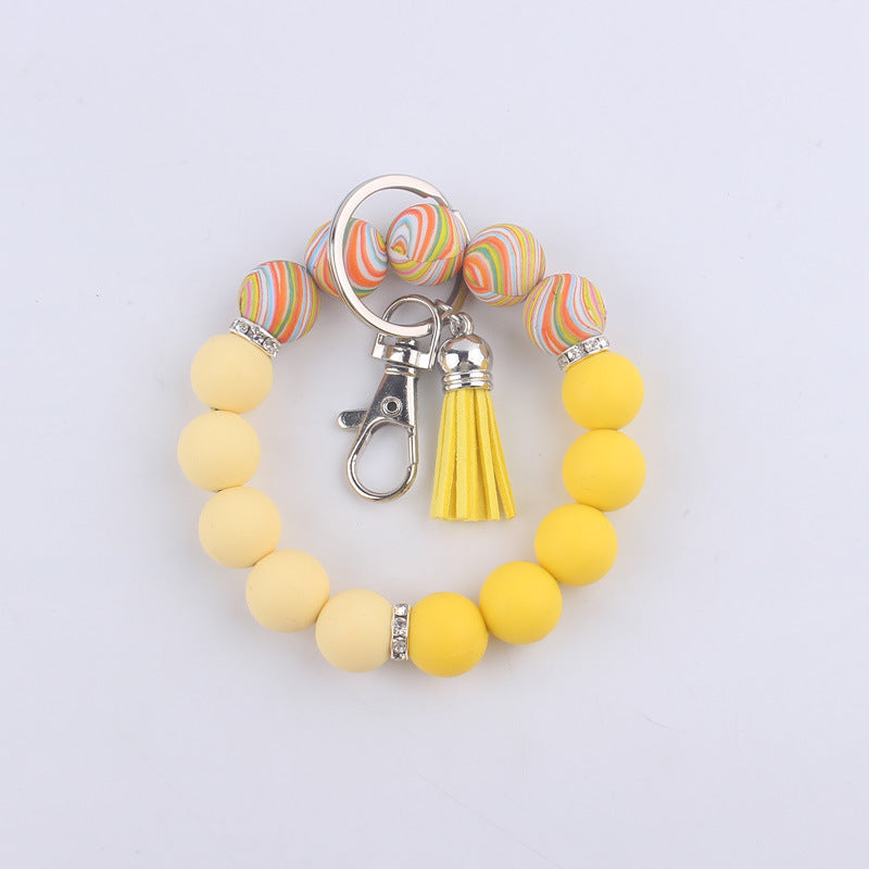 Wholesale Colorful Silicone Tassel Keychain