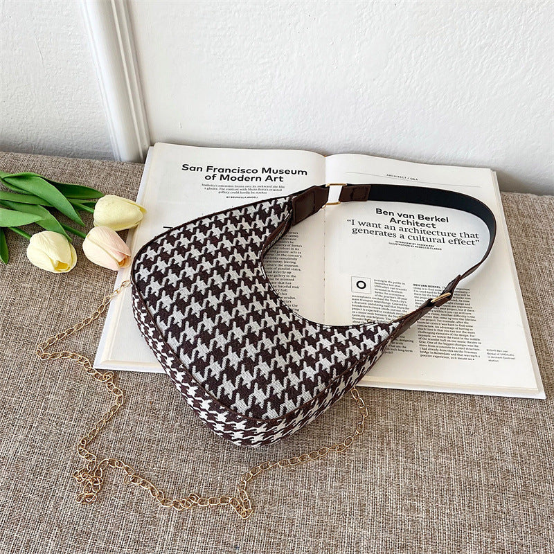 Wholesale Pu Checkerboard Baguette Underarm Bag