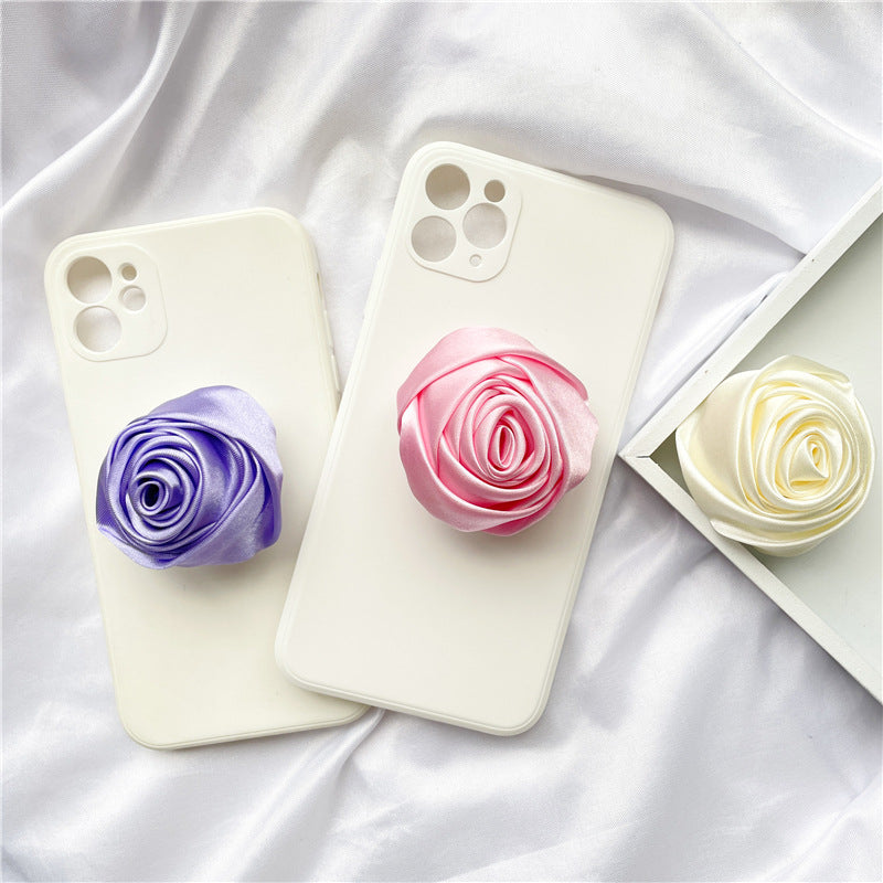 Wholesale Satin Cloth Rose Airbag Mobile Phone Holder