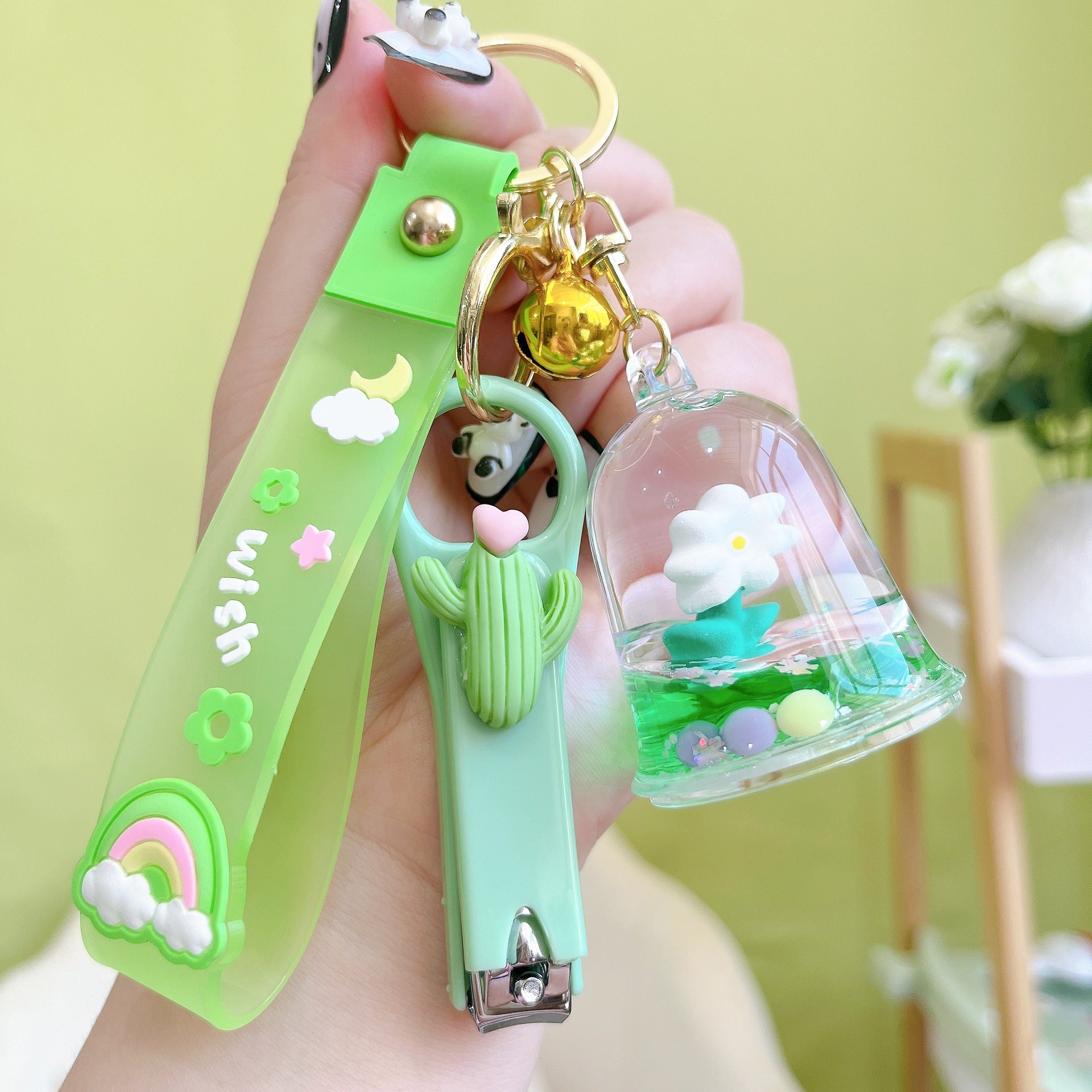 Wholesale Acrylic Oiled Floating Flower Keychain