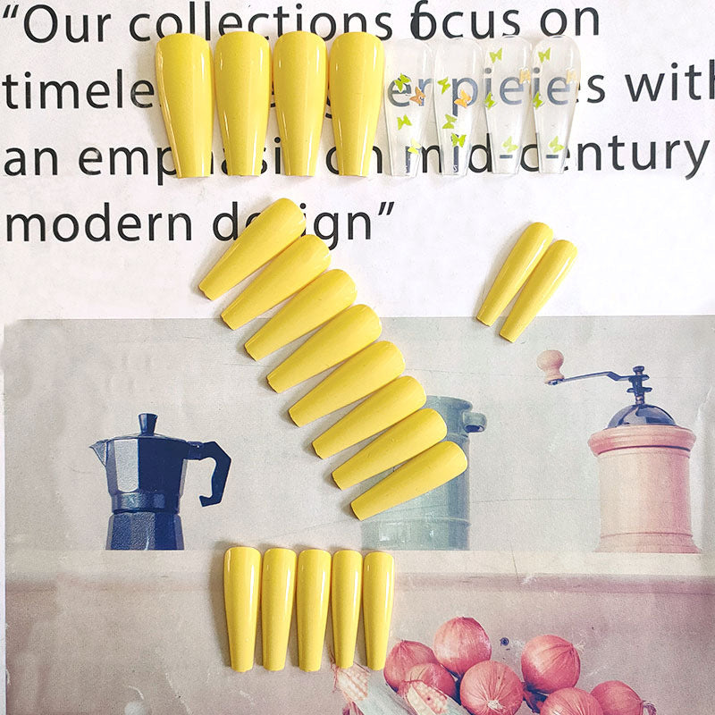 Wholesale Long Yellow Butterfly Trapezoidal Nail Stickers