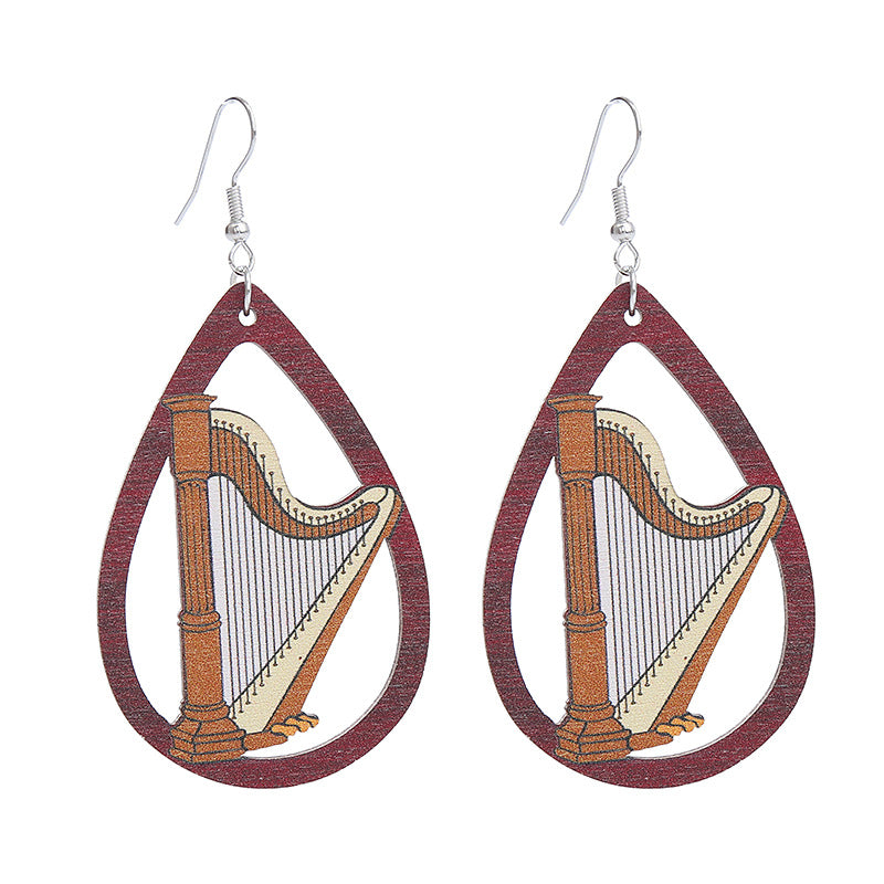 Pendientes de madera de arpa gramófono de gramófono al por mayor