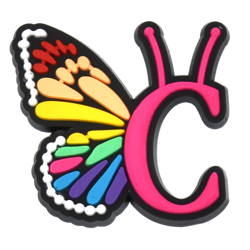 Al por mayor 100 PCS PVC Cartoon Butterfly Alphabet Diy Hebillas