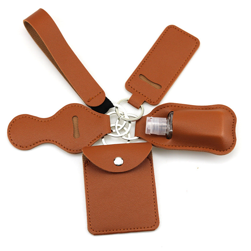 Wholesale PU Hand Sanitizer Bottle Leather Case Keychain
