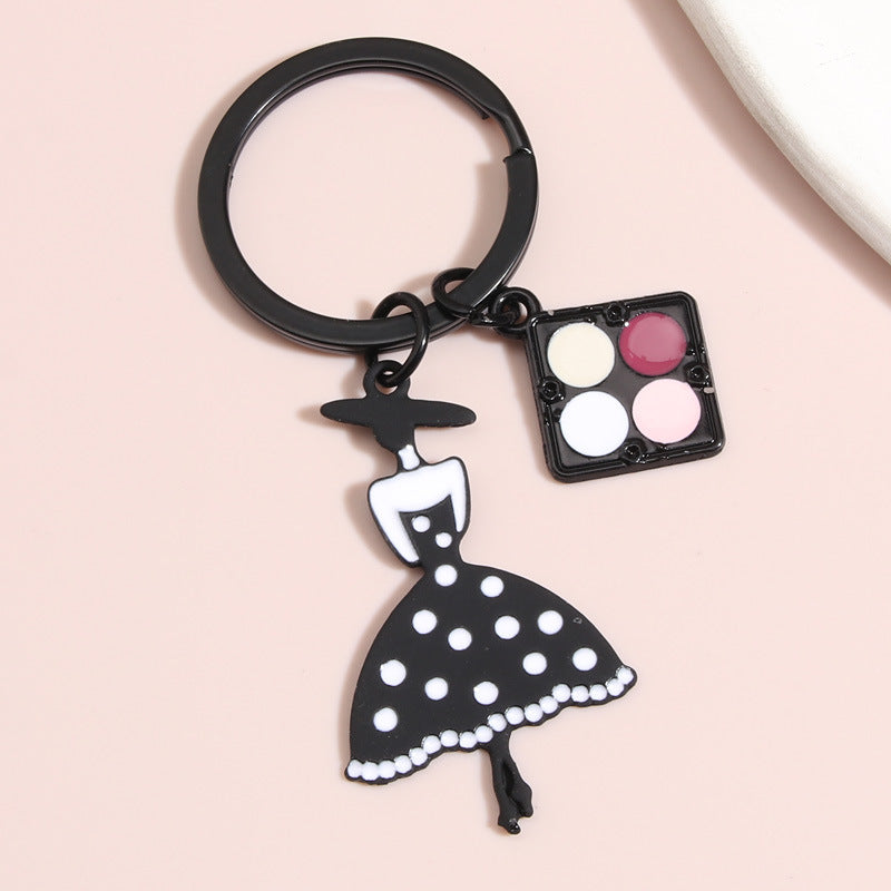 Wholesale 10PCS Zinc Alloy Shadow Disk Lipstick Bag Keychain