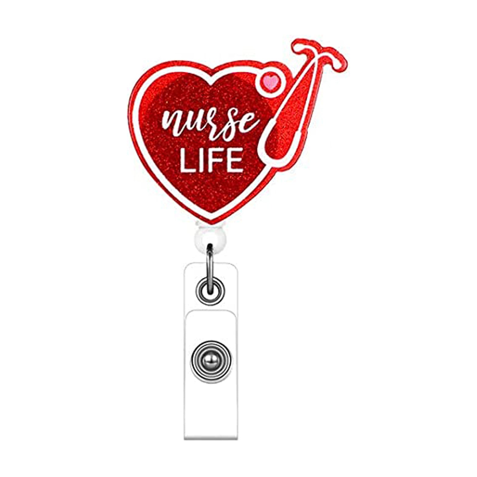 Wholesale Badge Reels Acrylic Glitter Stethoscope Doctor Nurse Retractable Keychain