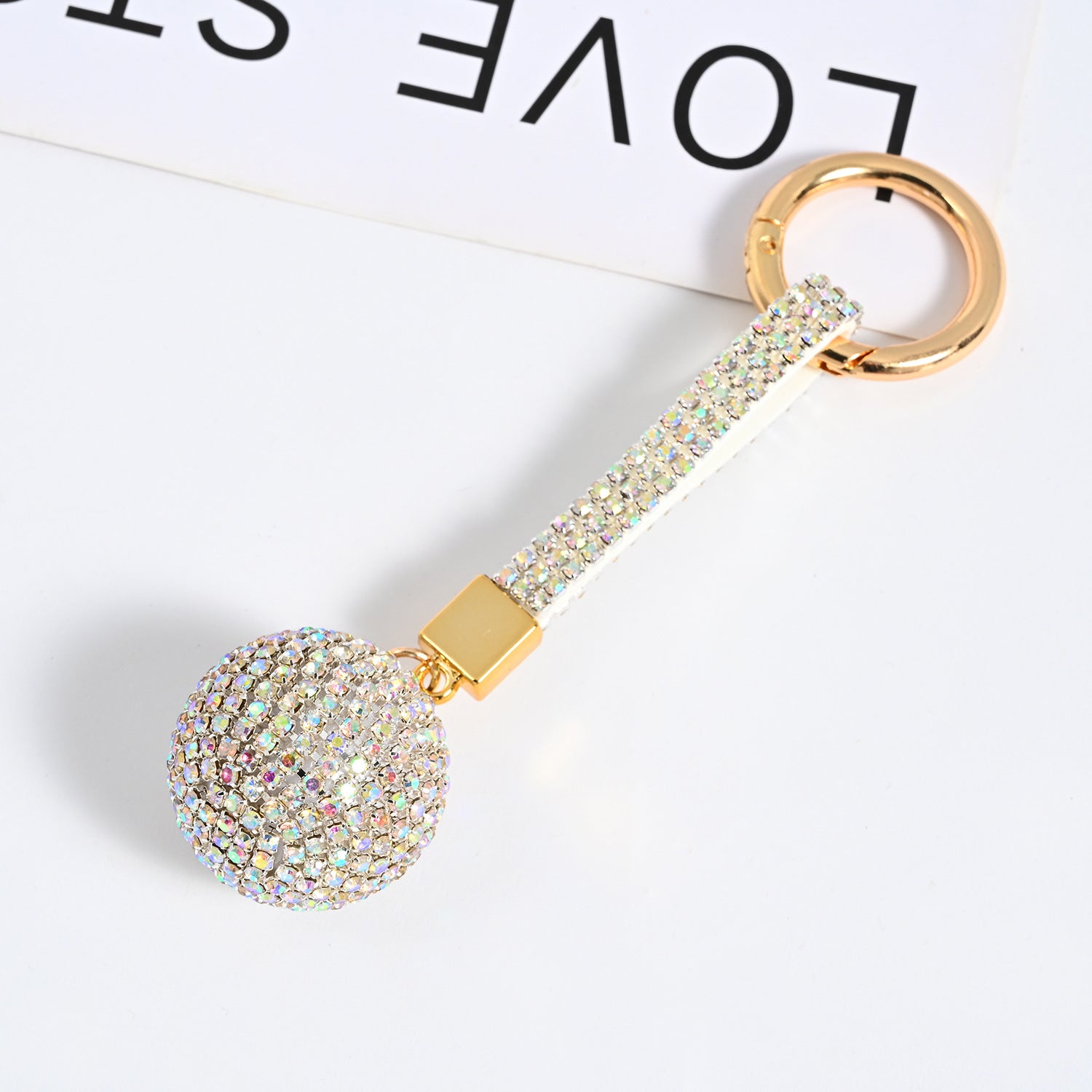 Wholesale PU Rhinestone Claw Chain Ball Keychain