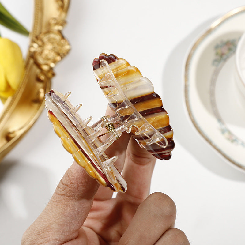 Wholesale Color Striped Acrylic Shell Hair Clips