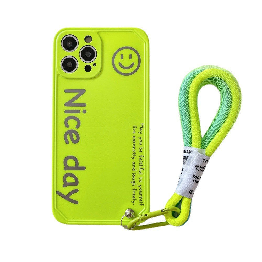 Wholesale TPU English Smiley Fluorescent Color Bracelet Soft Phone Case