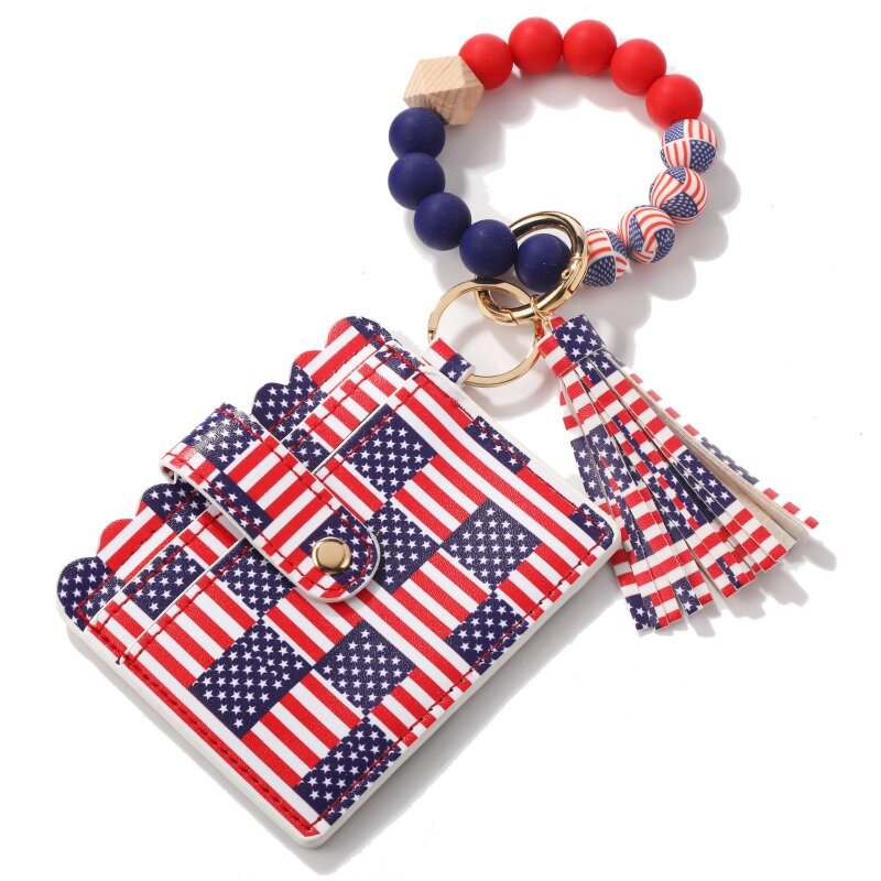 Wholesale Tassel Card Bag Silicone Beaded Wrist Key Chain