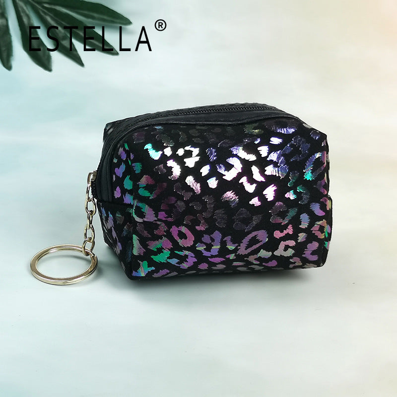 Wholesale Hot Stamping Leopard Print Coin Purse Mini Keychain Bag Wallet Keychain