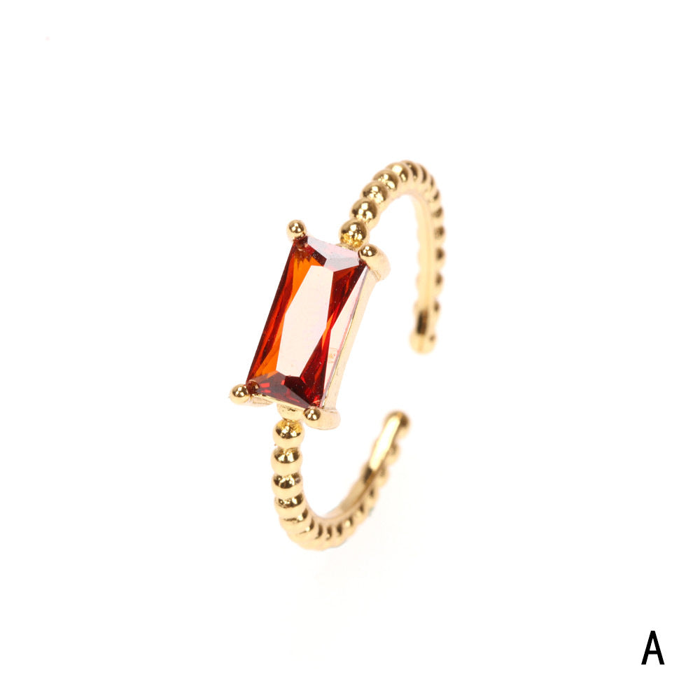 Wholesale Copper Plated Gold Inlaid Zircon Open Ring