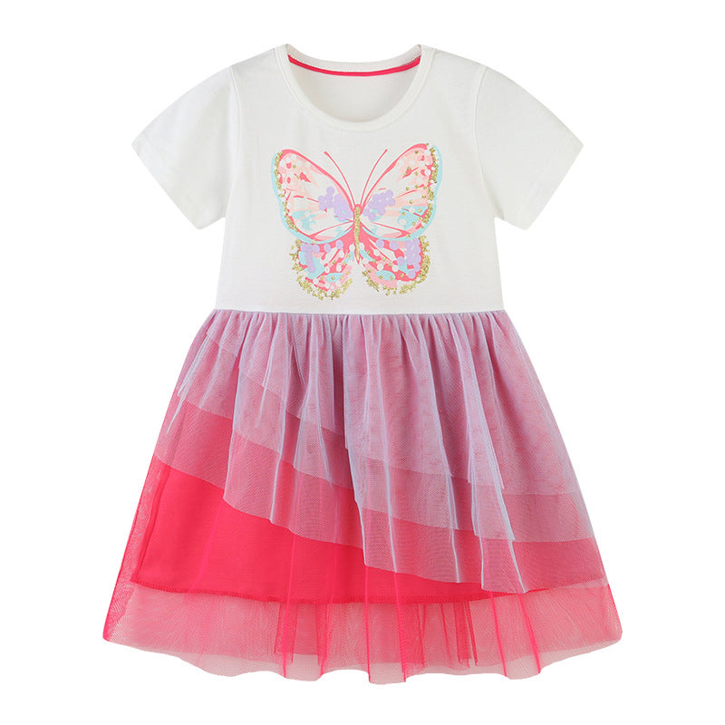 Wholesale Girls Round Neck Lace Cotton Princess Dress Baby Clothes