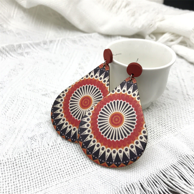 Pendientes de madera bohemia italiana de caída de agua al por mayor