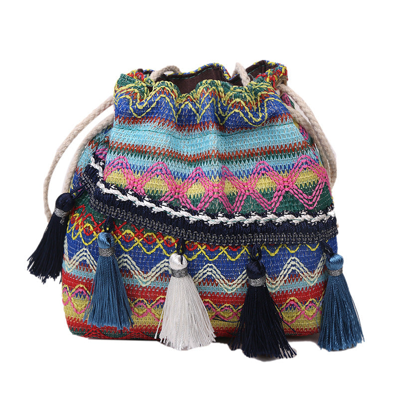 Wholesale Nylon Bohemian Colorful Tassel Shoulder Bag