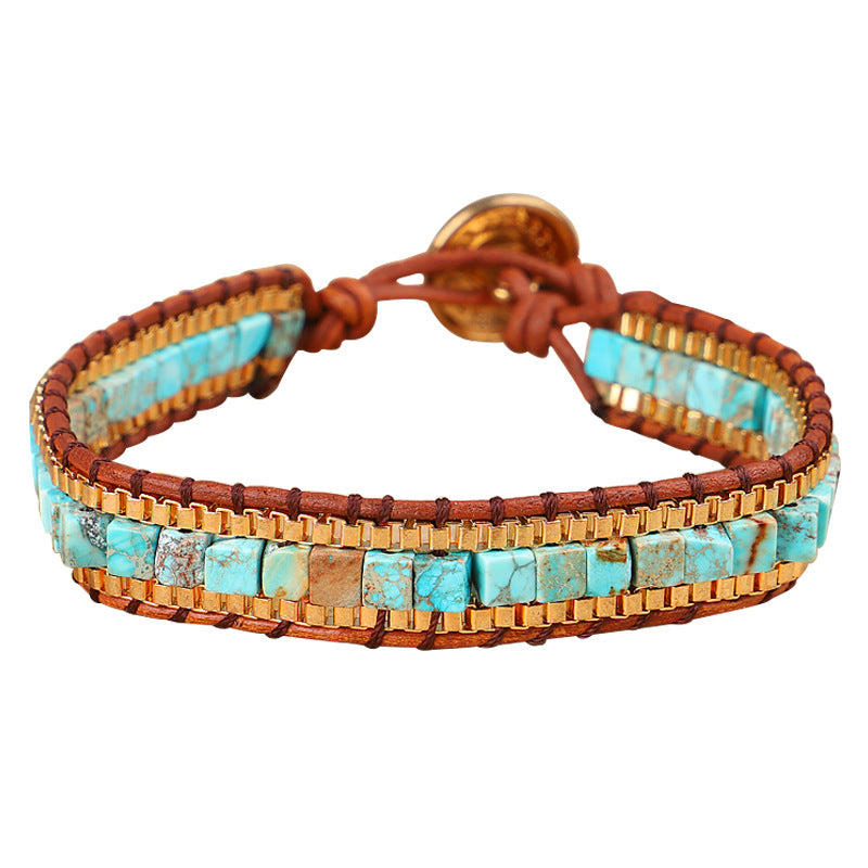 Beads de piedra del emperador al por mayor pulsera de cuero