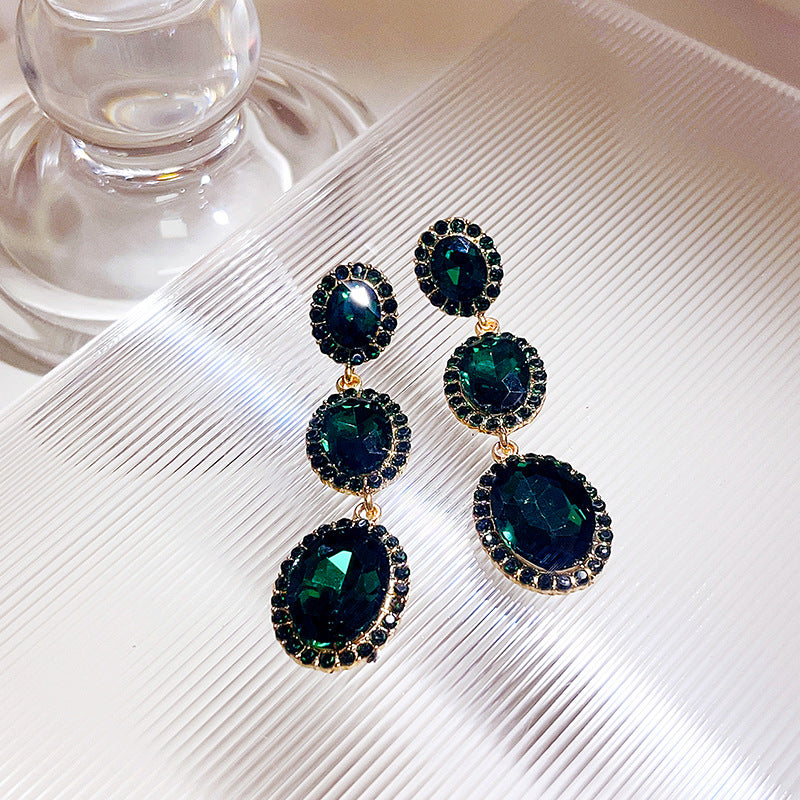 Wholesale Vintage Rhinestone Oval Exaggerated Alloy Earrings