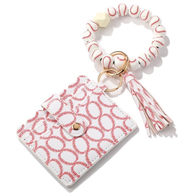 Wholesale Tassel Card Bag Silicone Beaded Wrist Key Chain