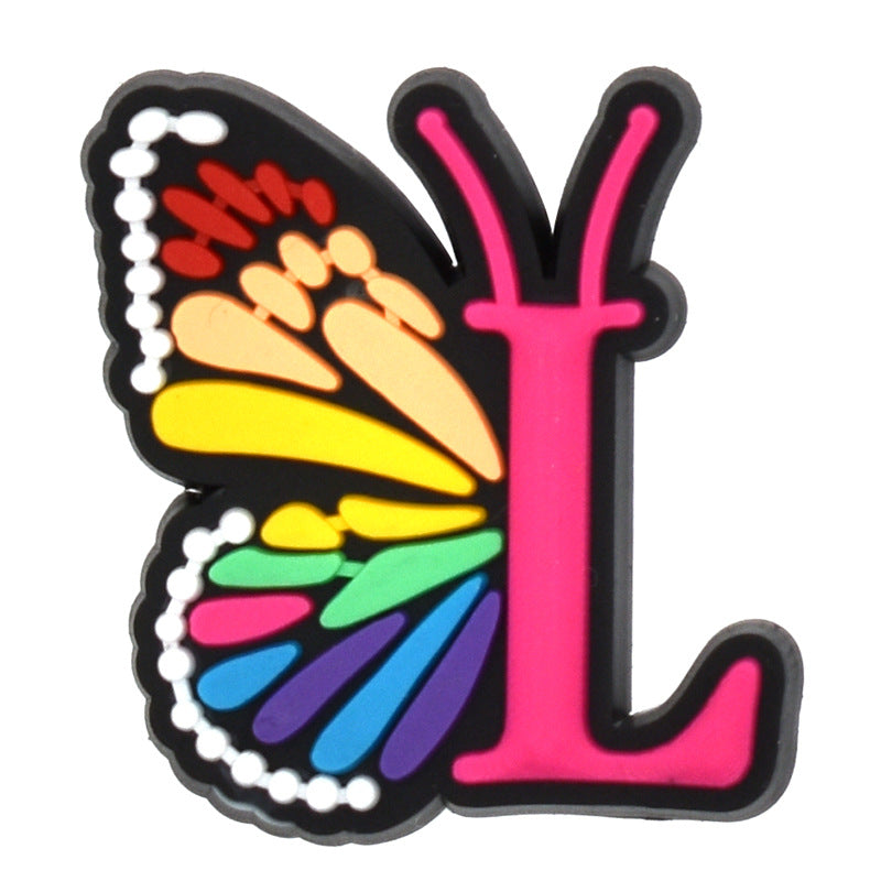 Al por mayor 100 PCS PVC Cartoon Butterfly Alphabet Diy Hebillas