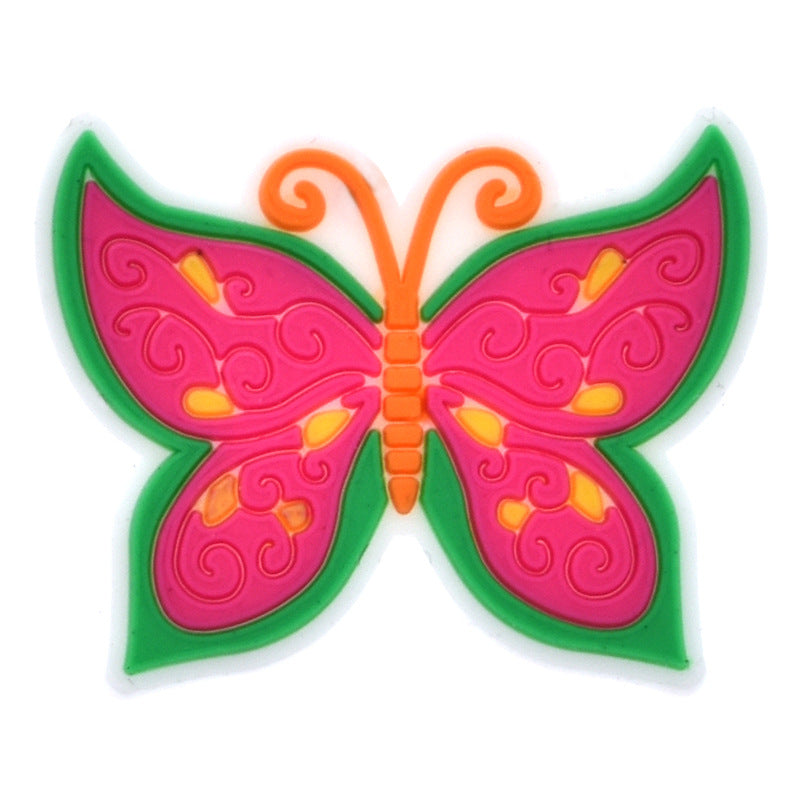 100pcs 100pcs PVC Colorful Butterfly Series Hebilla de zapato de bricolaje