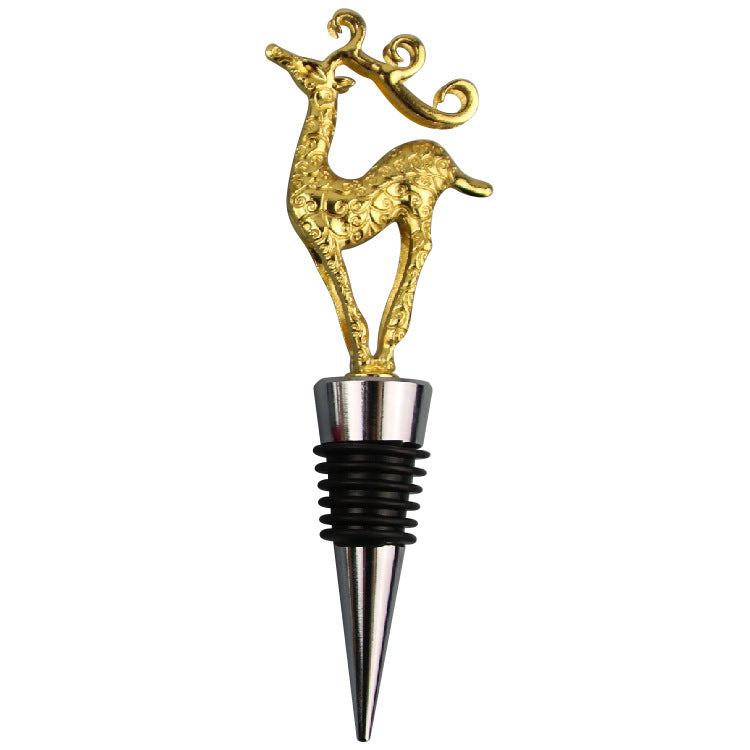 Wholesale DIY Golden Deer Household Zinc Alloy Red Wine Bottle Stoppers