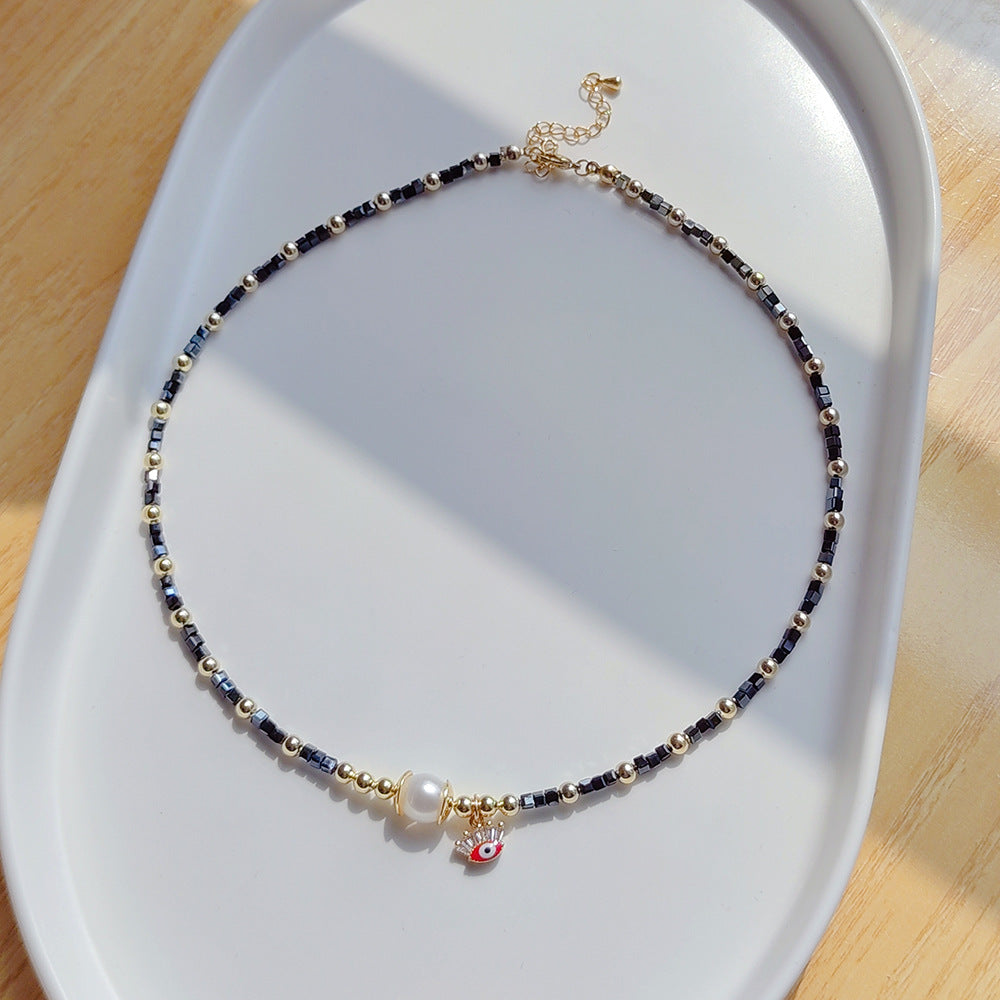 Wholesale Real Gold Small Cube Crystal Pearl Necklace