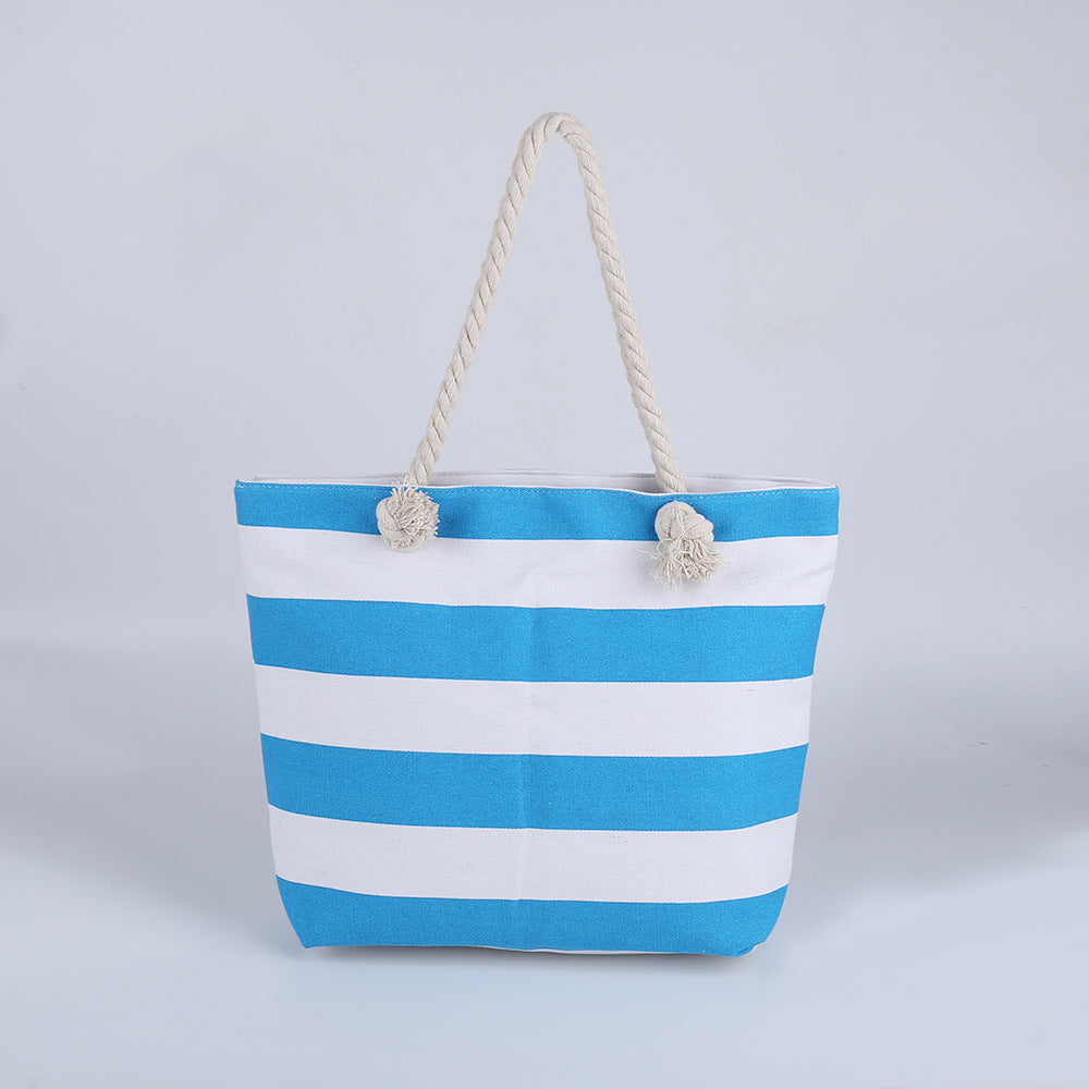 Bolsa De Playa Con Patrón De Hombro A Rayas De Lona Al Por Mayor