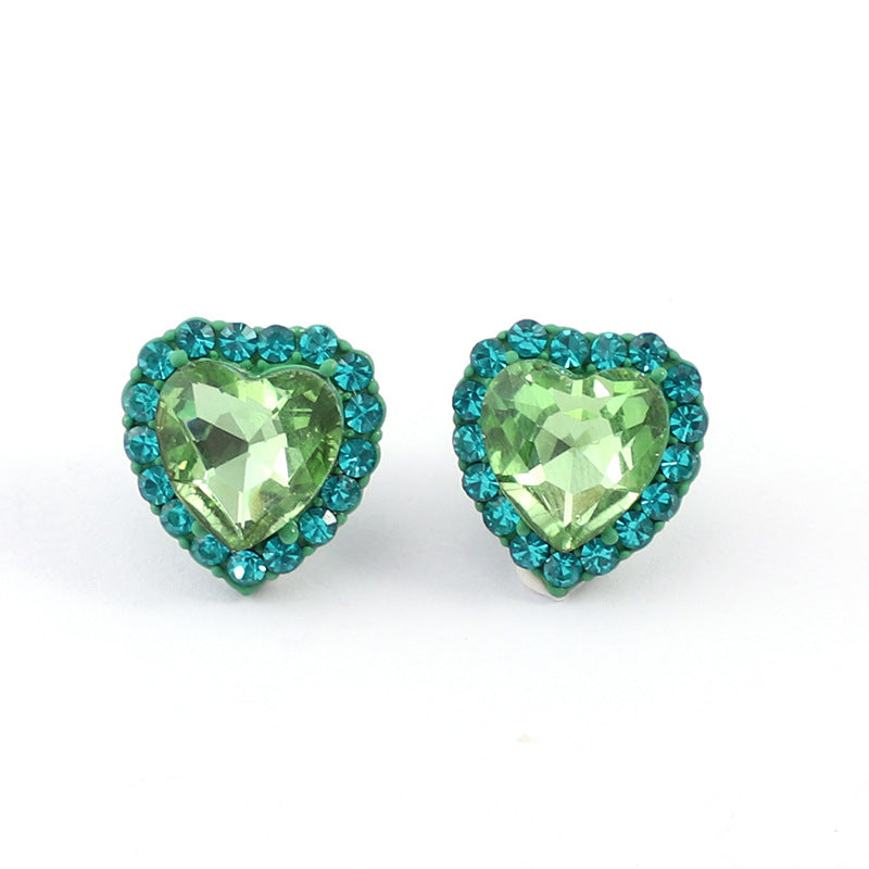 Pendientes De Cobre Con Diamantes En Forma De Corazón De Color Arcoíris Al Por Mayor