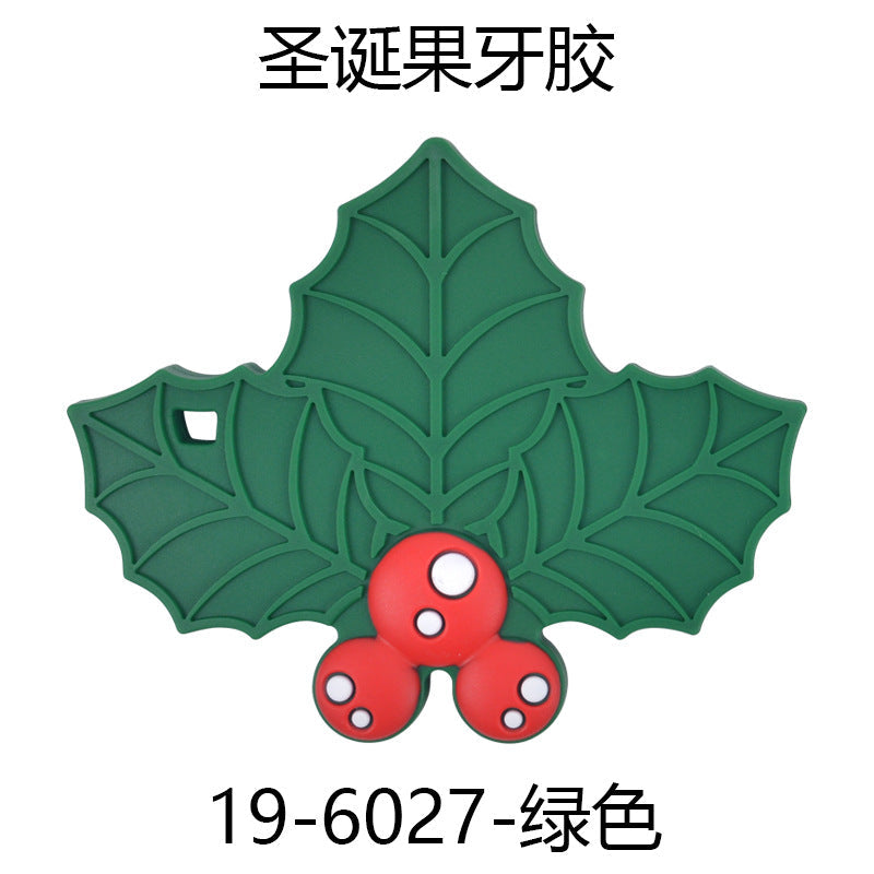 Cuentas de silicona de bebé de Navidad de Navidad verde al por mayor