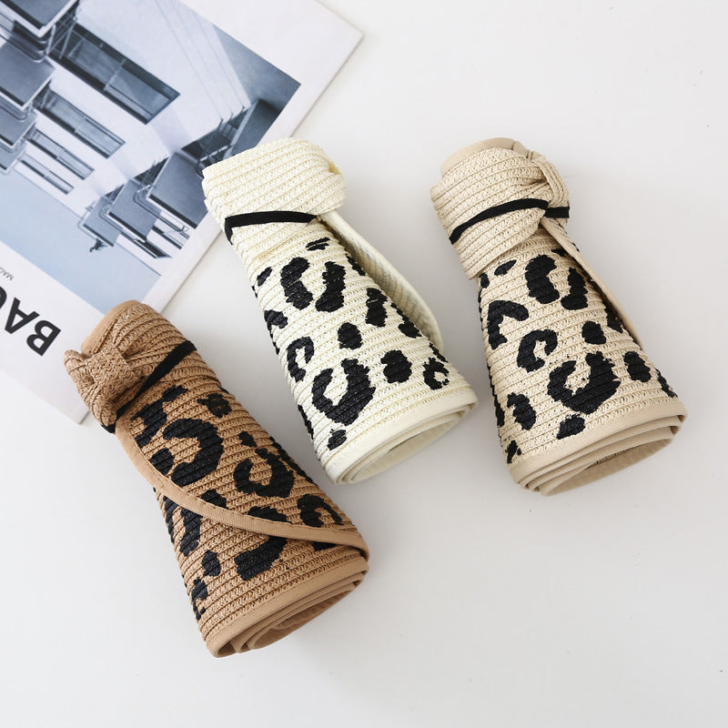 Sombrero de paja de estampado de leopardo al por mayor