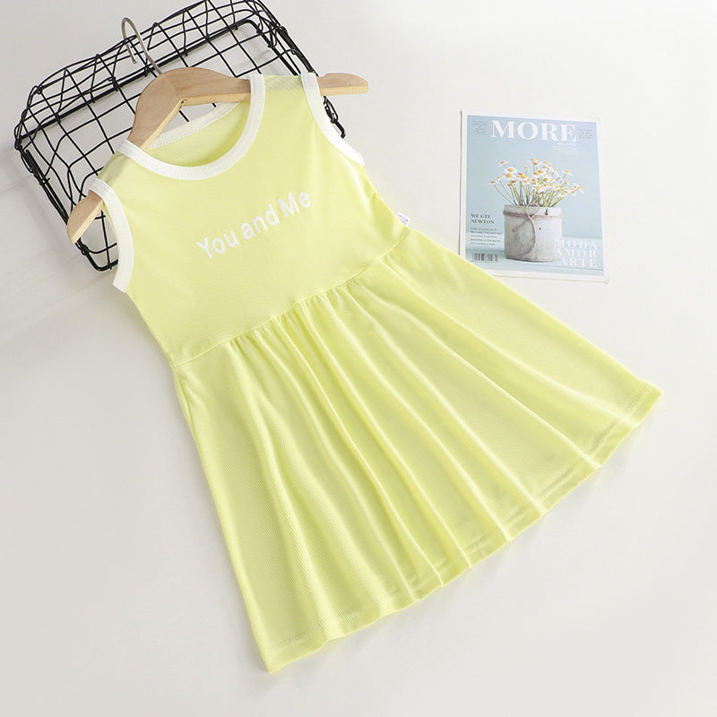 Wholesale 2023 Girls Summer Ice Silk Letter Dress