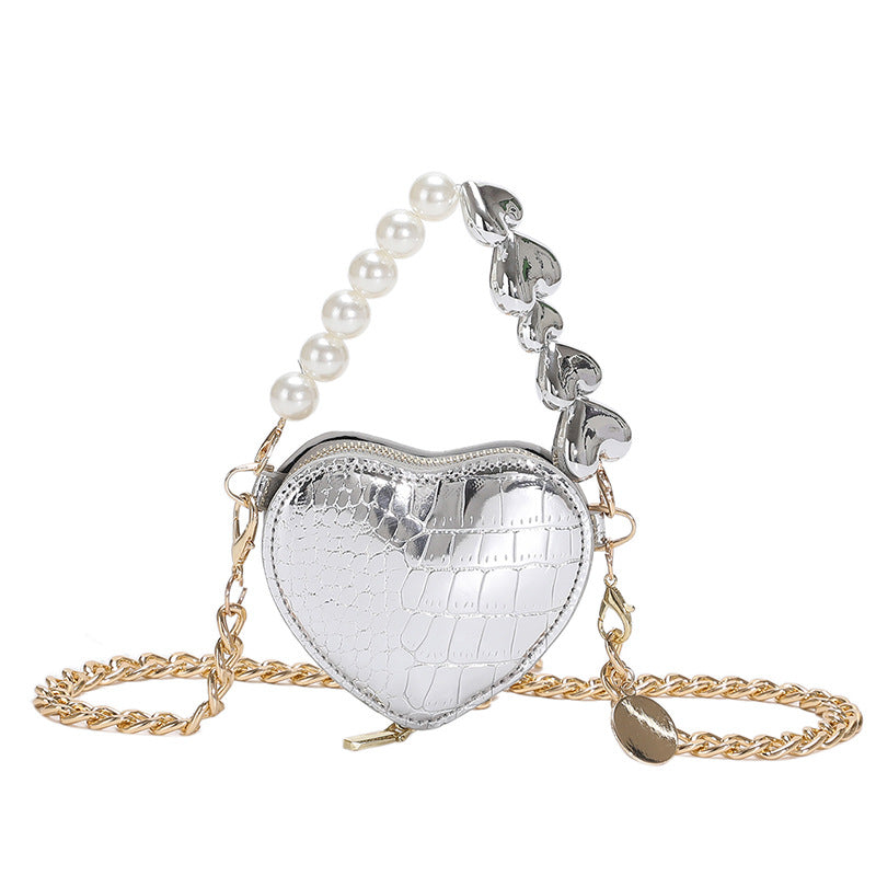 Venta al por mayor PU Love Mini Small Bag Pearl Messenger Bag