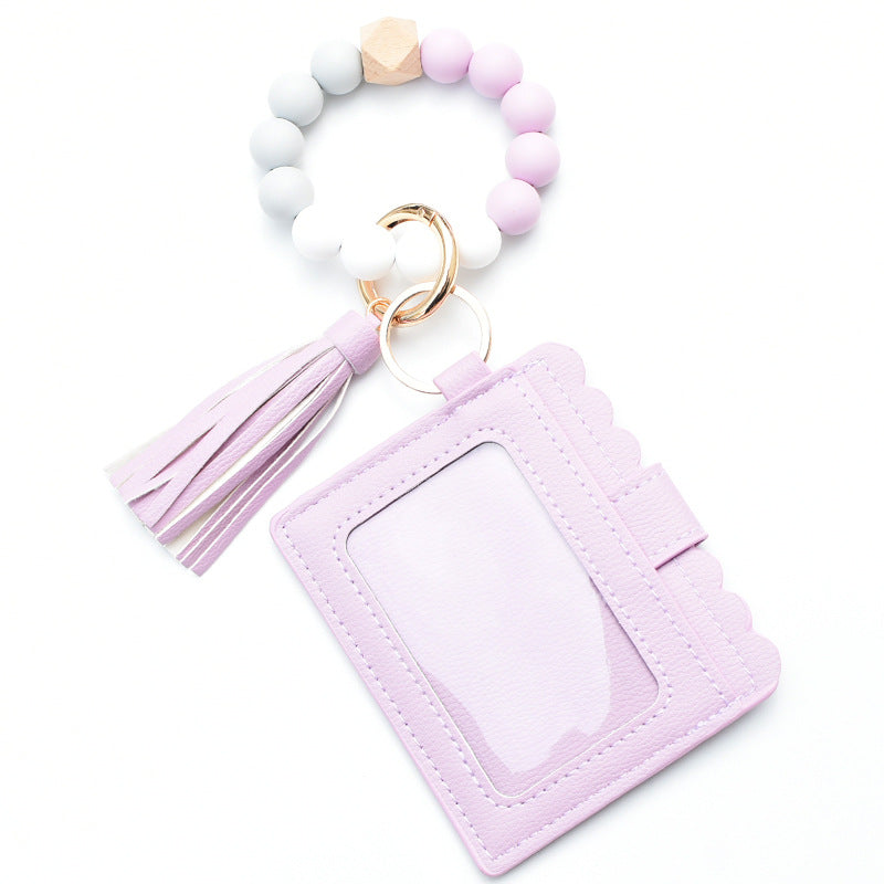 Wholesale Genuine Leather Leopard Pattern Cow Pattern Card Bag Wrist Keychain