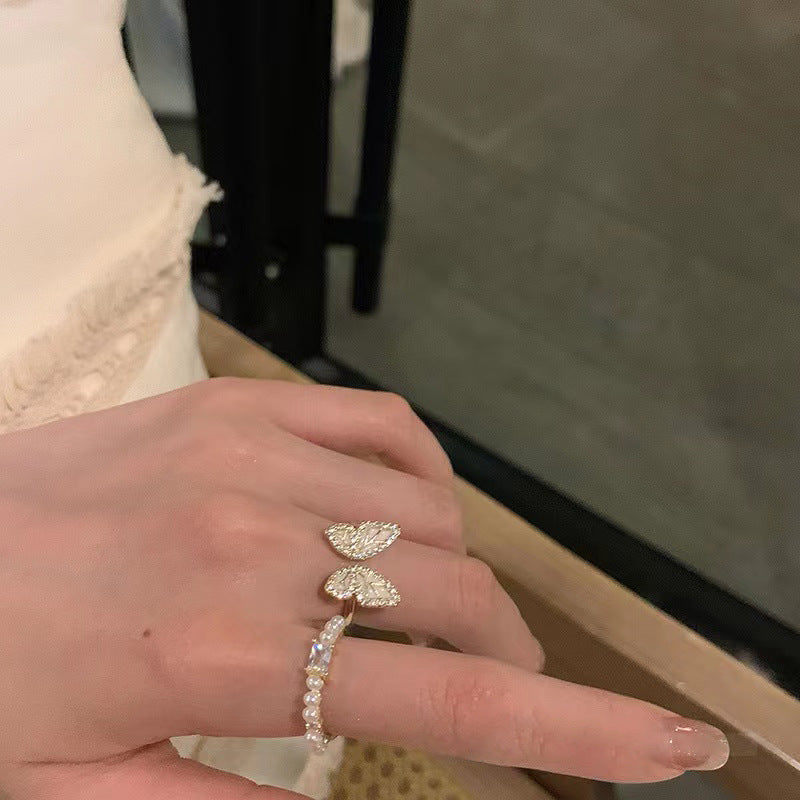 Wholesale Butterfly Pearl Opening Alloy Rings