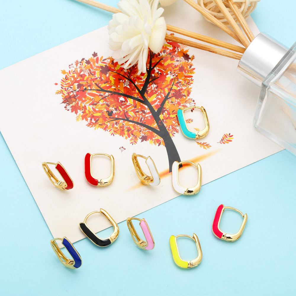 Wholesale Oil Drip U Shape Vintage Copper Earrings