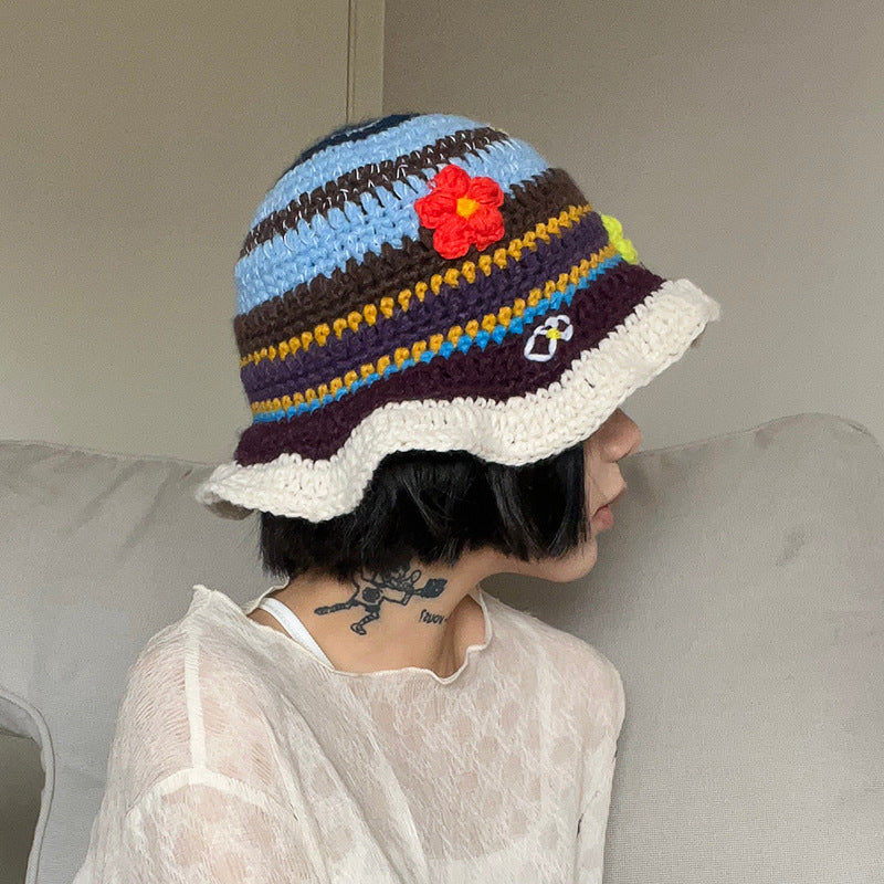 Wholesale Cotton Floral Knitted Bucket Hat