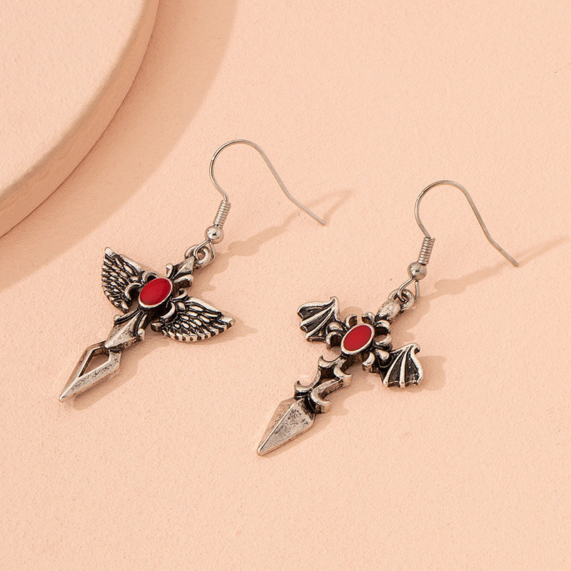 Wholesale Goth Theme Cross Alloy Earrings