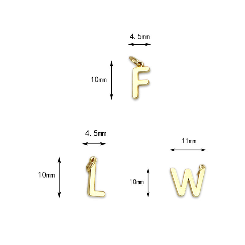 Wholesale DIY Copper Plated 18K Gold Glossy 26 Letter Necklace Bracelet Pendant Pendant