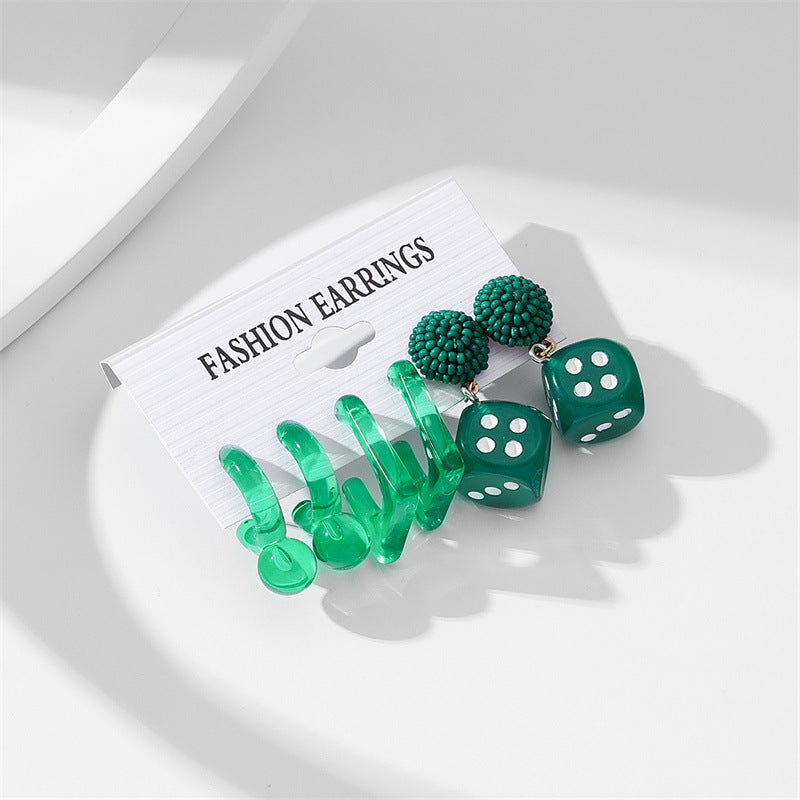 Wholesale Solid Color Flower Acrylic Earrings Set