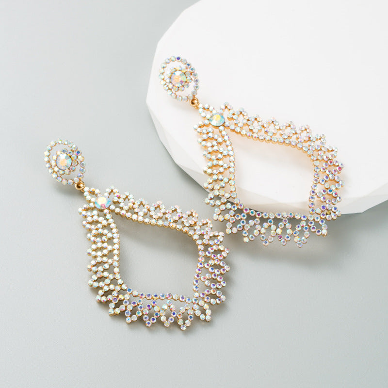 Wholesale Fancy Color Diamond Long Alloy Earrings