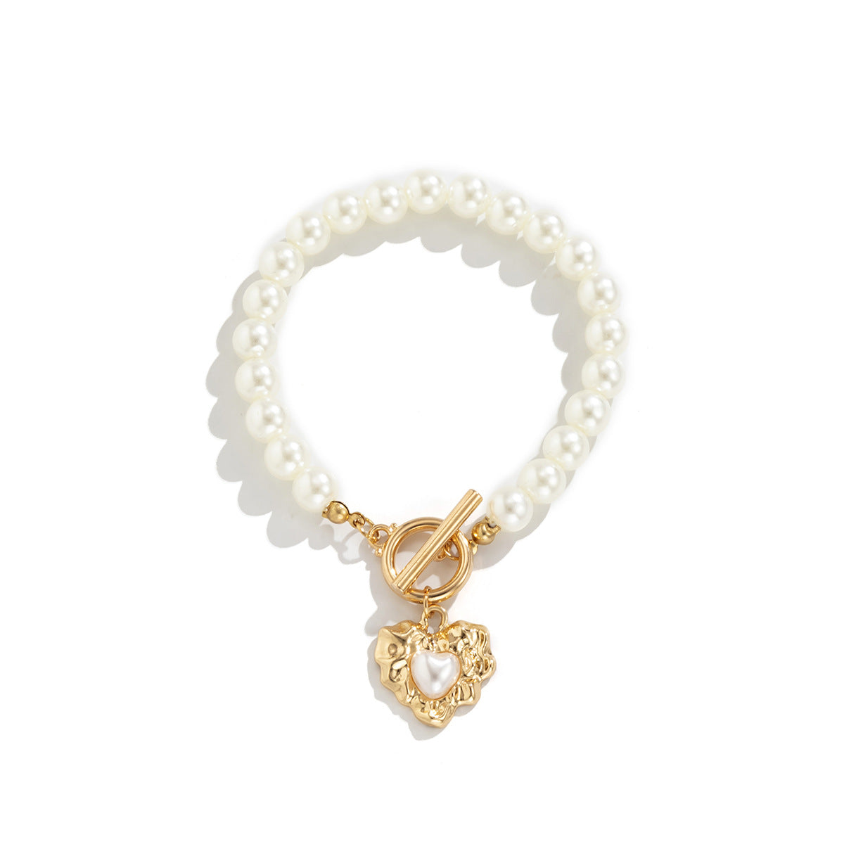Wholesale Pearl Heart Moon Hand Alloy Bracelet