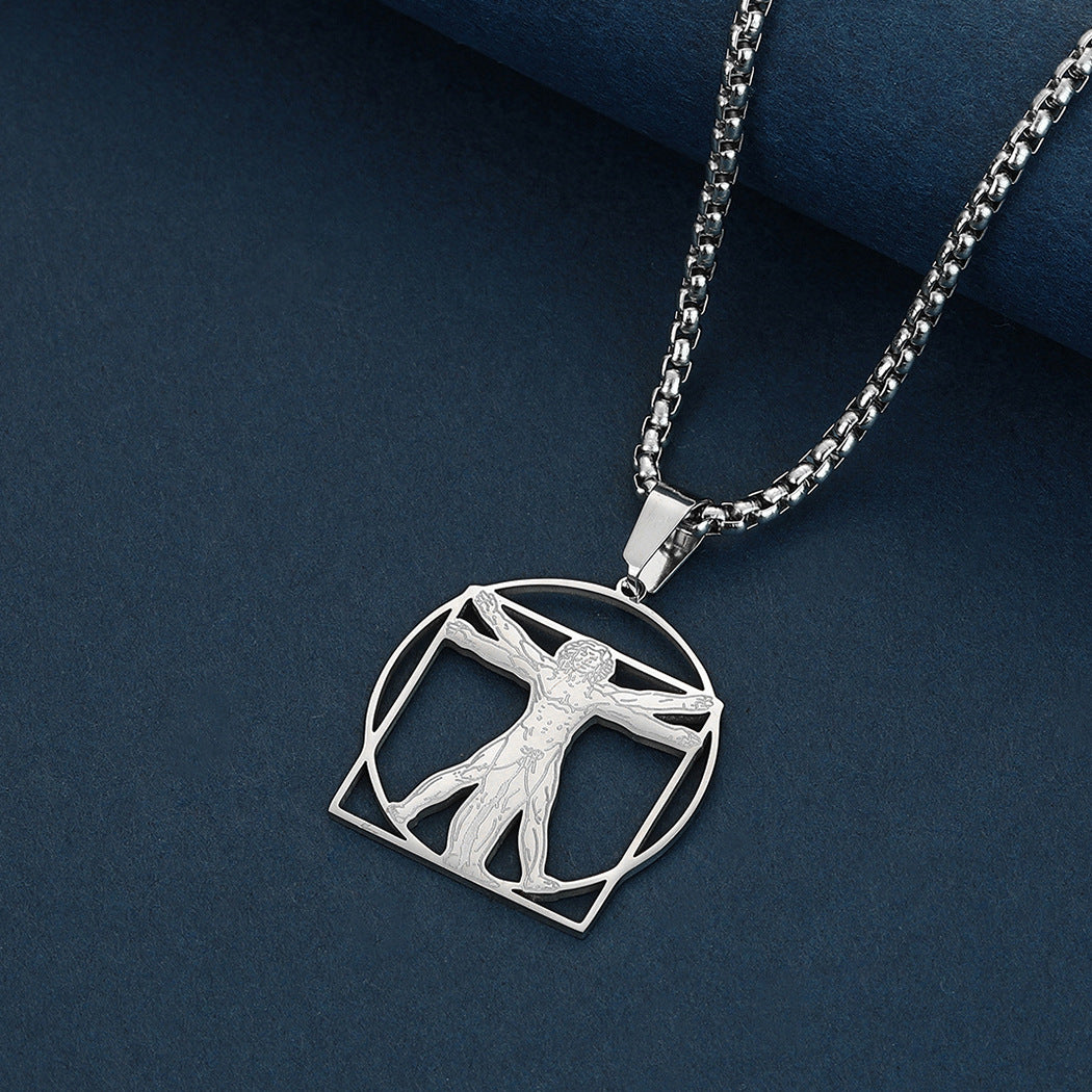 Wholesale Jewelry Stainless Steel Da Vinci Vitruvius Pendant Necklace